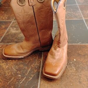Old West Tan Leather Western Cowboy Boots